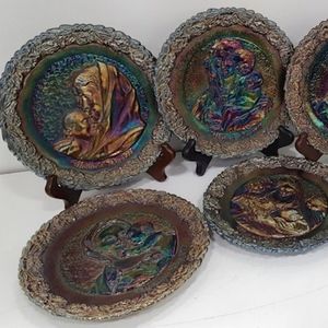 7 Rare Fenton Mother's Day Carnival Glass Plates